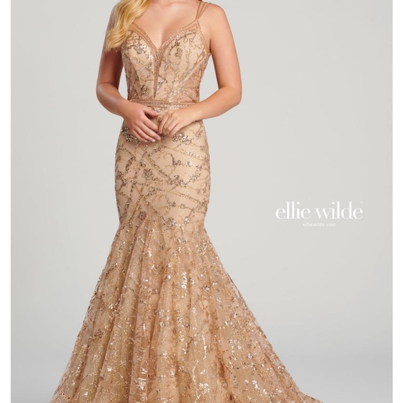 Mon Cheri Gold Sequin Dress - Picture 1 of 9